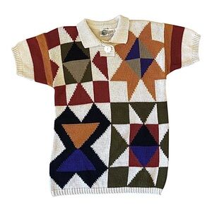 Vintage 90’s Women’s Colter Bay Colorful Geometric Knit Polo